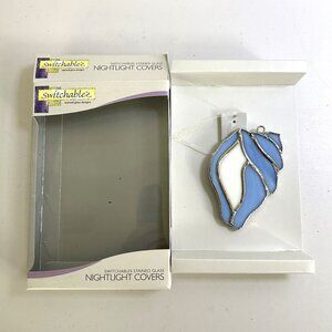 Switchables Stained Glass Night Light Cover Seashell Blue Beach Coastal